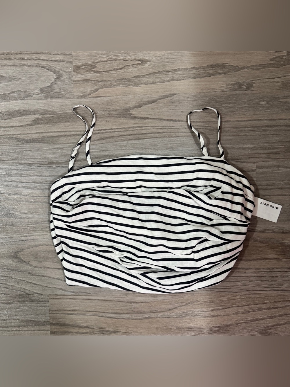 NWT Black & White Stripped Miou Muse Top With Tie Back Woman’s Size Medium